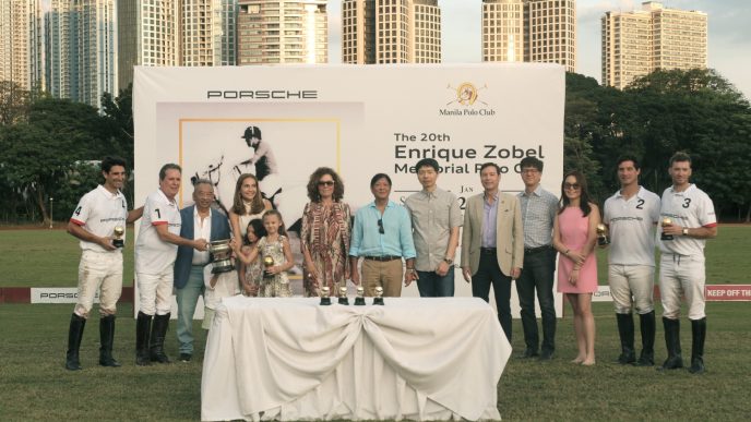President Ferdinand Marcos with Inigo and Maricris Zobel (second and fourth from left), Mercedes Zobel (seventh from left), Roberto Coyiuto III (sixth from right) and Bea Coyiuto (third from right), with other guests.